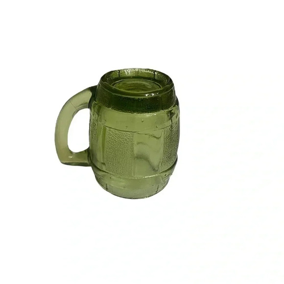 Vintage Mini Whisky Barrel Mug 2oz Shot Glass Toothpick Holder set of 4 in Green - Picture 9 of 15